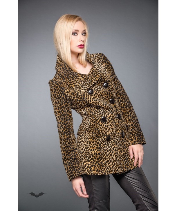 Veste Queen Of Darkness Gothique Double-Breasted Leopard Pattern Jacket