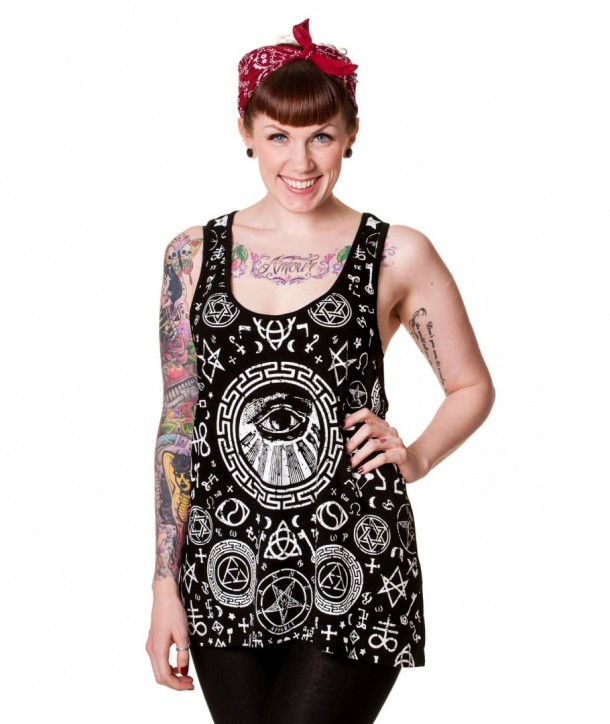 Top Banned Clothing Pentagram Noir Vest Shirt Noir