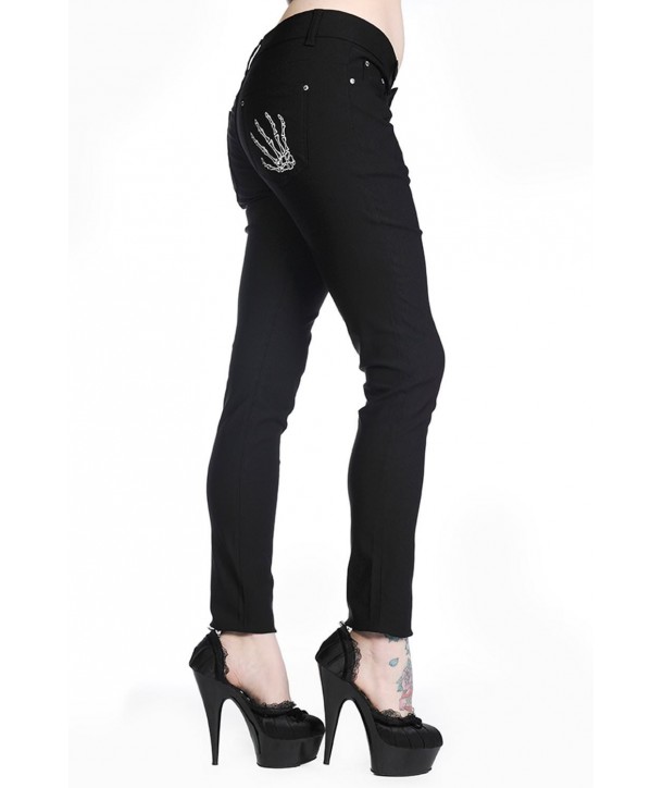 Pantalon Banned Clothing Skeleton Hands Noir Skinny Jeans Noir